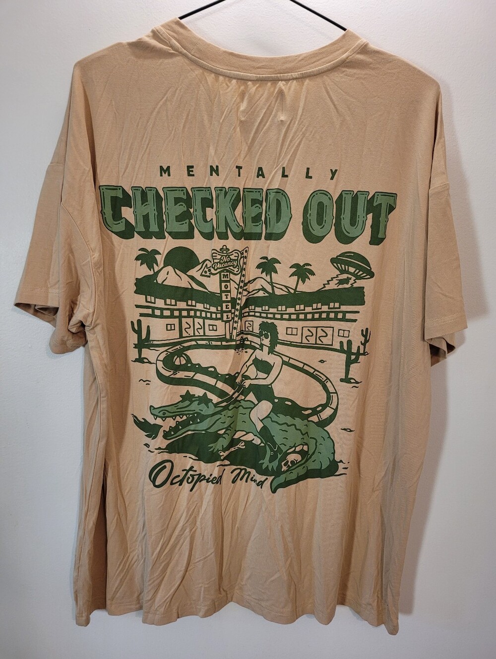 Octopied Mind Mentally Checked Out Graphic Short Sleeve Oversize Tee - S